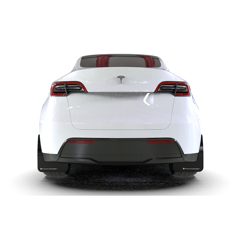 Evasive Motorsports: Rally Armor Urethane Mud Flaps - Tesla Model Y 2020+  (Black/Red Logo)