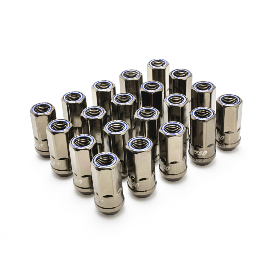 Evasive Motorsports: Muteki HR50 Open End Lug Nuts (Set of 20) - Titanium  Chrome / Blue Ring - 14x1.50