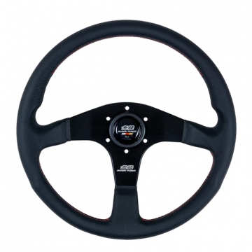 Mugen Racing III Steering Wheel - 350mm (Black Leather / Red Stitch)