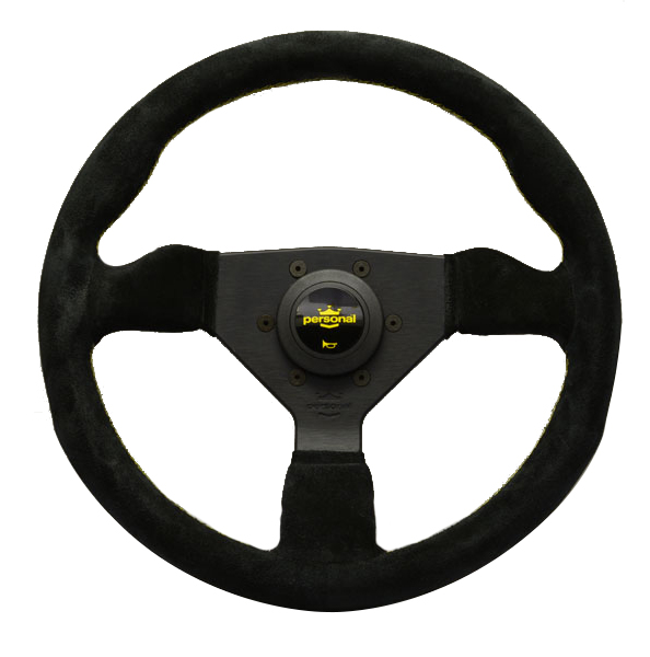 Evasive Motorsports: Personal Grinta - 330mm (Black Suede / Yellow Stitch)