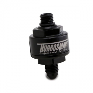 Turbosmart Billet Turbo Oil Feed Filter - 44um AN-4 to AN-4 ORB - Black